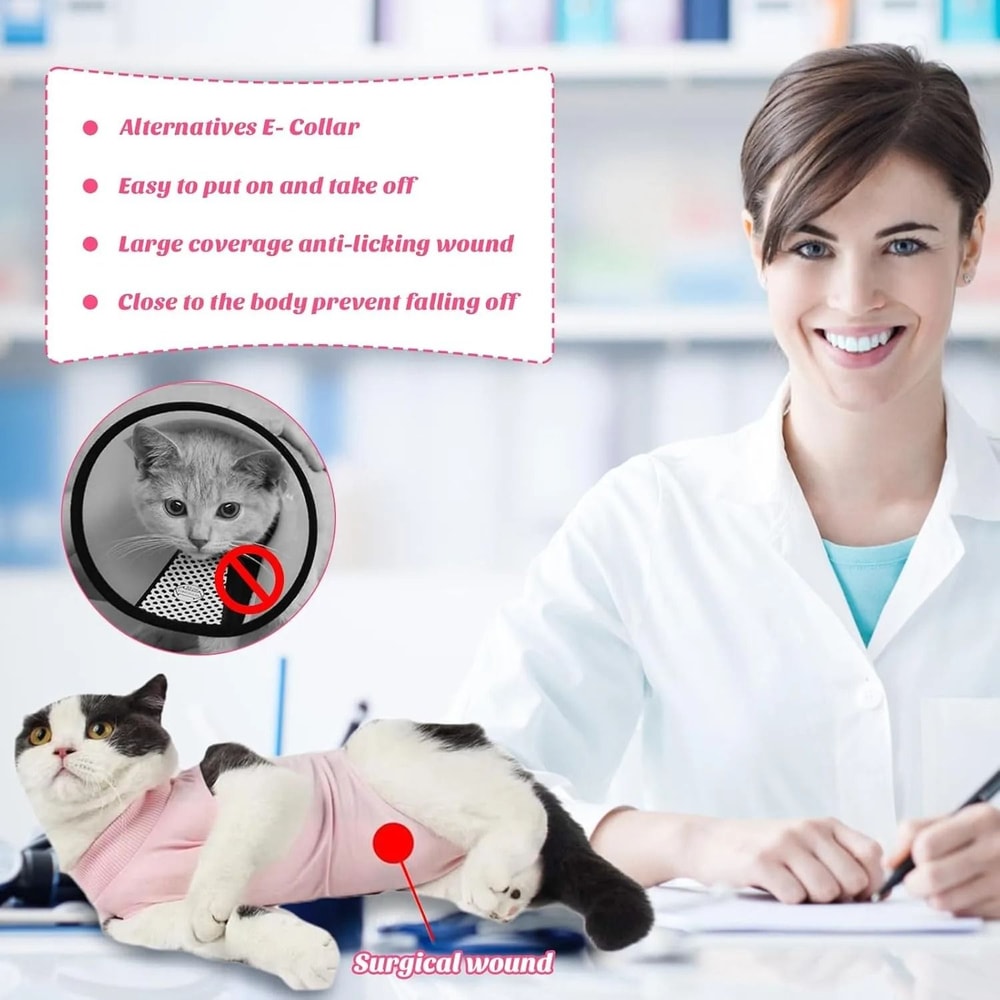 Cat Surgery Recovery Suit For Spay Neuter Care And Anti Licking Protection 8