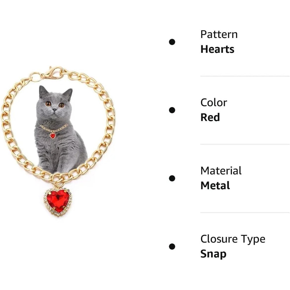 Luxury Gold Pet Necklace With Heart Diamond Pendant For Cats And Small Dogs 7
