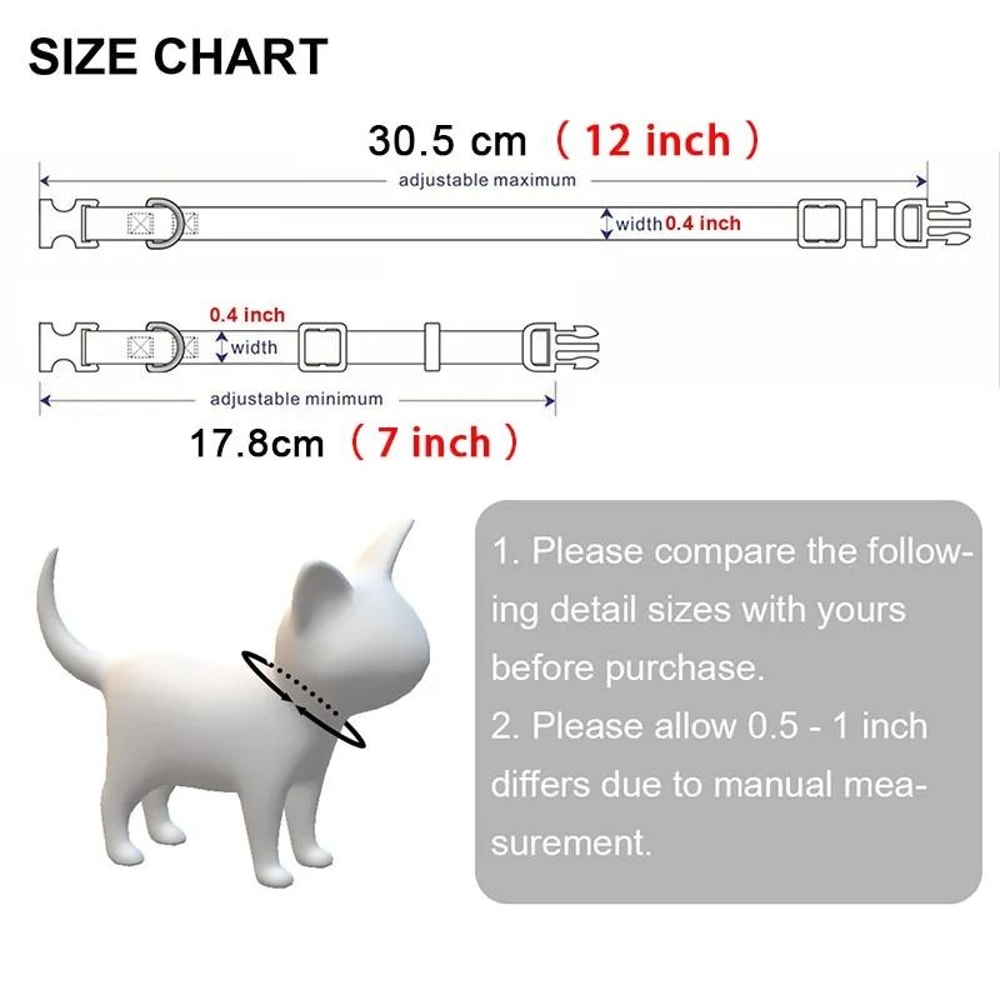 Reflective Personalized Nylon Pet Collar With Engraved ID For Cats Puppies And Small Dogs 13