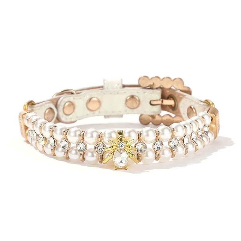 Adjustable Pearl Rhinestone Pet Necklace Collar For Cats Kittens And Small Dogs 2