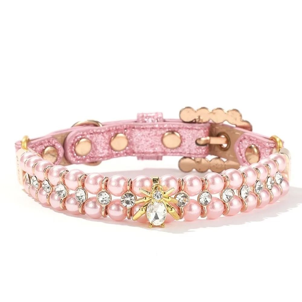 Adjustable Pearl Rhinestone Pet Necklace Collar For Cats Kittens And Small Dogs 1