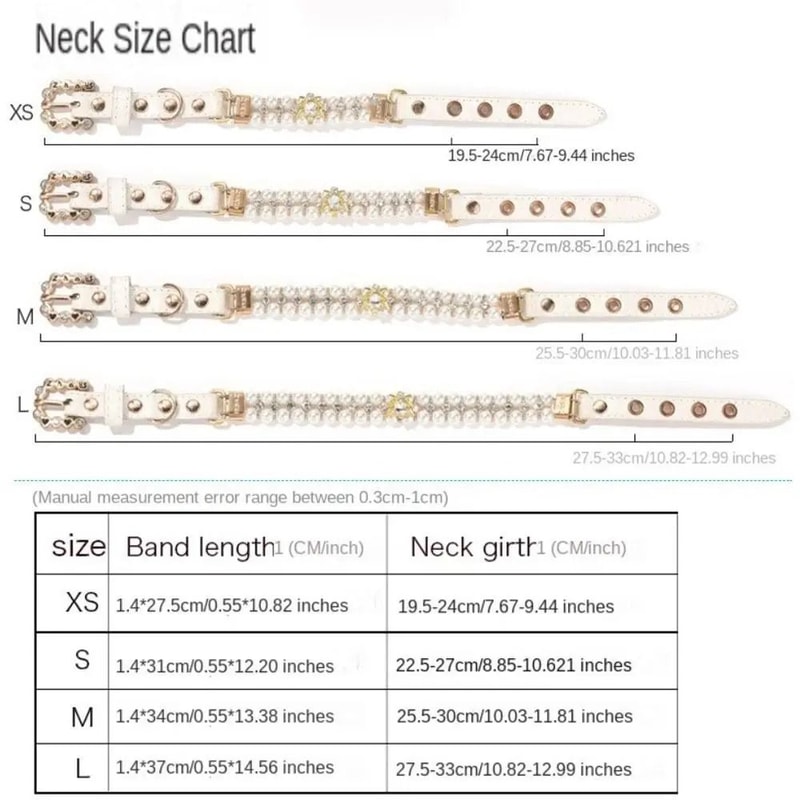 Adjustable Pearl Rhinestone Pet Necklace Collar For Cats Kittens And Small Dogs 4