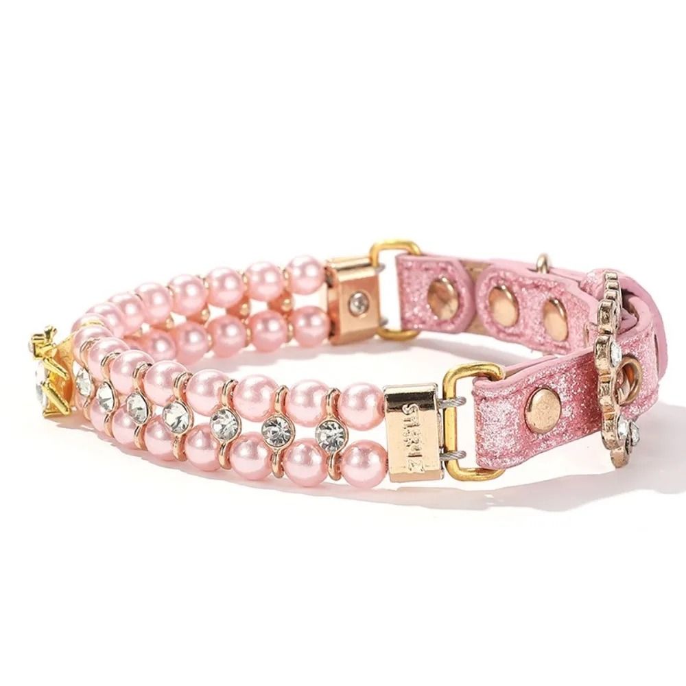 Adjustable Pearl Rhinestone Pet Necklace Collar For Cats Kittens And Small Dogs 7