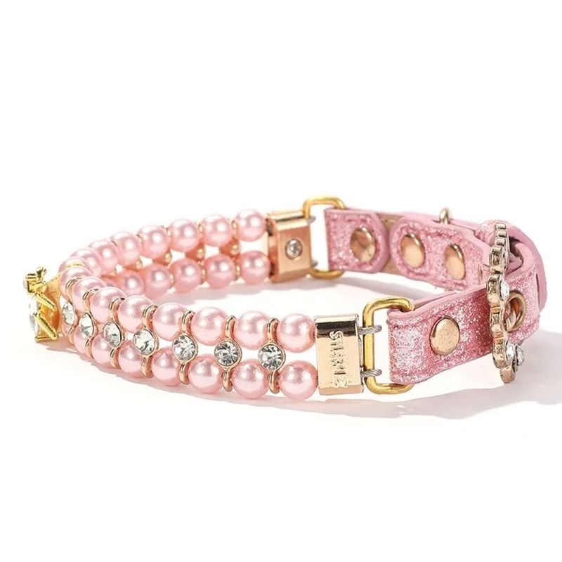 Adjustable Pearl Rhinestone Pet Necklace Collar For Cats Kittens And Small Dogs 7