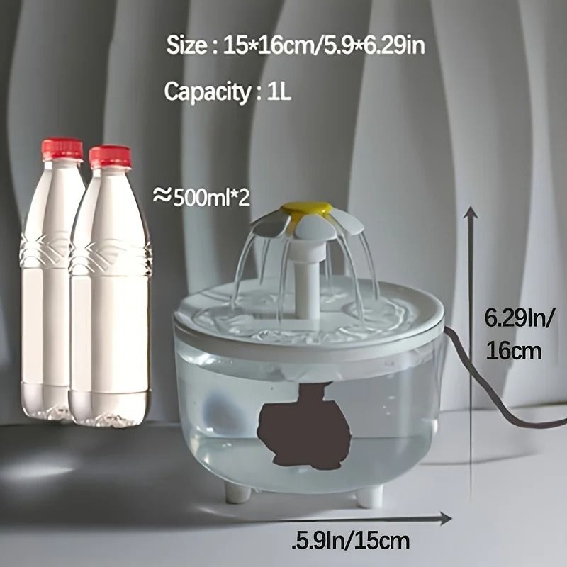 USB Quiet 1L Cat Water Fountain With Filter For Automatic Pet Drinking 9
