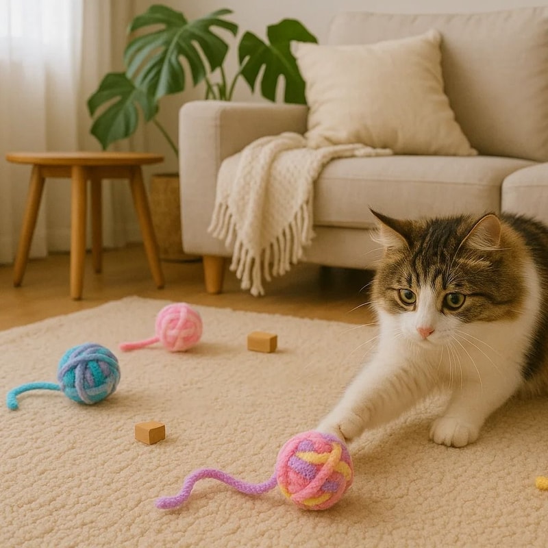 Wool Yarn Cat Toy Balls With Bell For Indoor Interactive Self Play 3