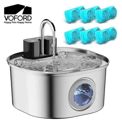 Wireless 3L Stainless Steel Cat Water Fountain with Battery and Smart Faucet Flow