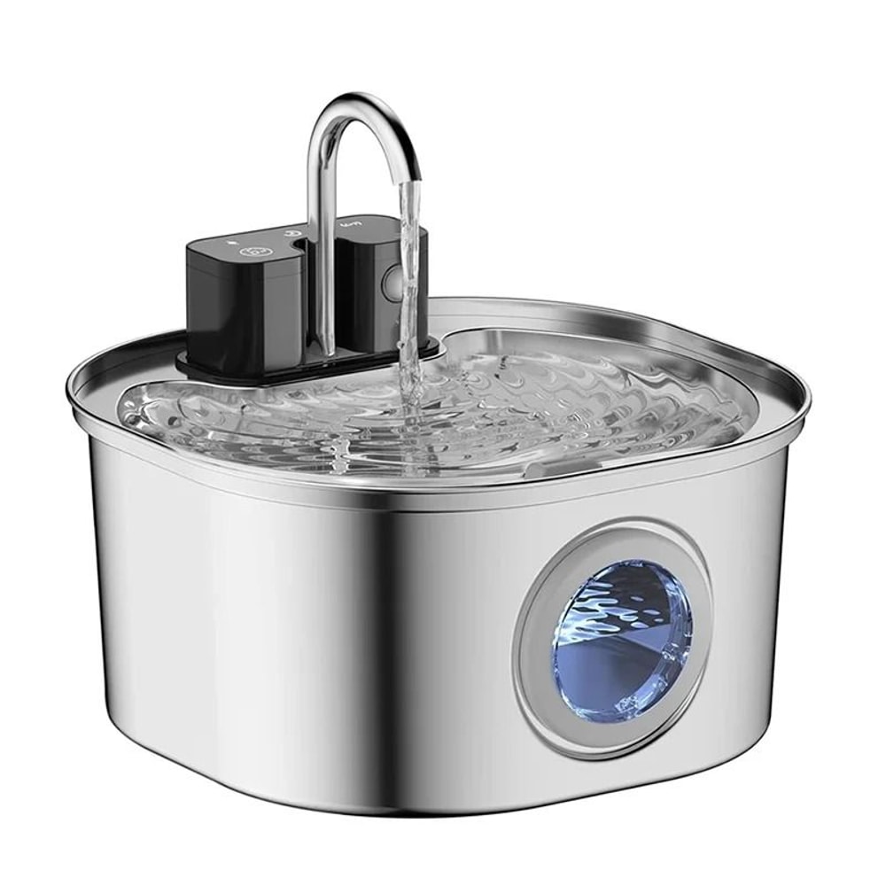 Wireless 3L Stainless Steel Cat Water Fountain With Battery And Smart Faucet Flow 2