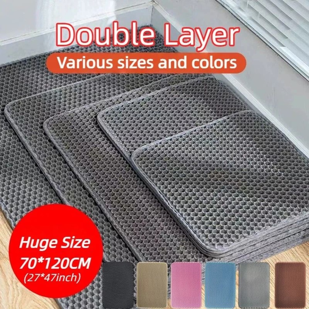 Double Layer Waterproof Cat Litter Mat For Non Slip Litter Box Floor Protection 12