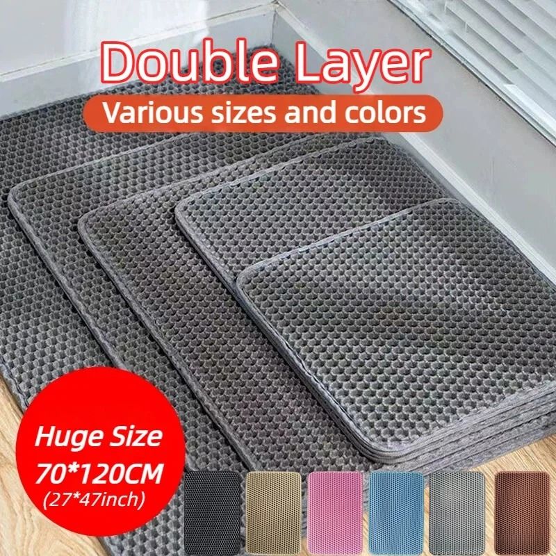 Double Layer Waterproof Cat Litter Mat For Non Slip Litter Box Floor Protection 0
