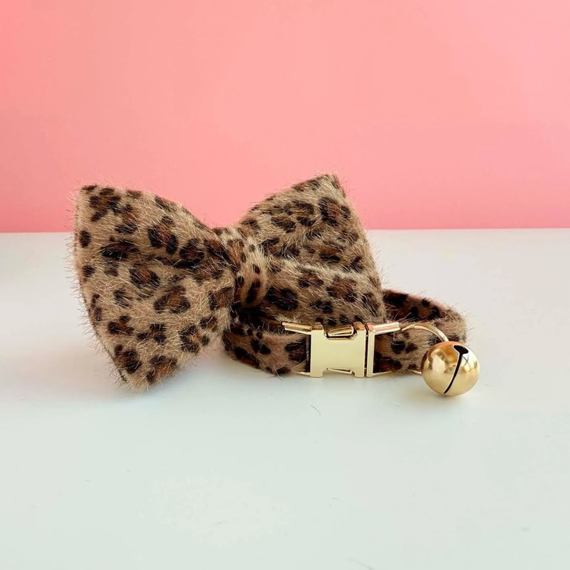 Personalized Leopard Print Cat Collar With Bell For Kittens Puppies And Small Pets 6