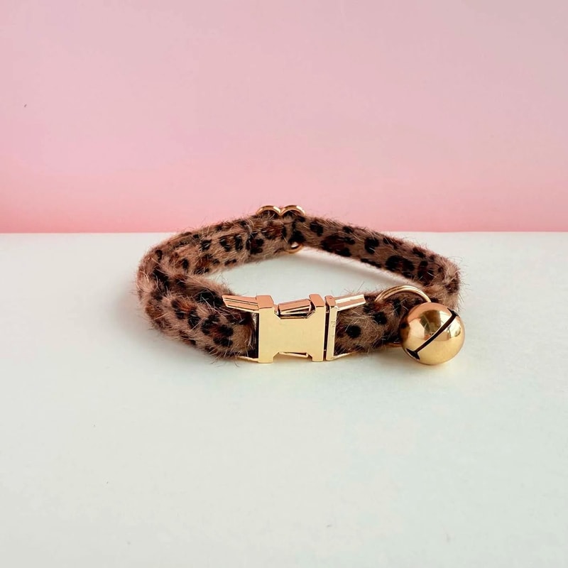 Personalized Leopard Print Cat Collar With Bell For Kittens Puppies And Small Pets 4