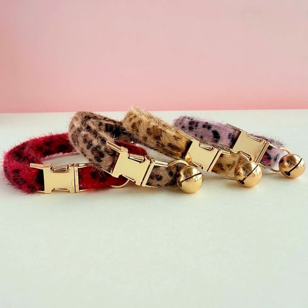 Personalized Leopard Print Cat Collar With Bell For Kittens Puppies And Small Pets 9