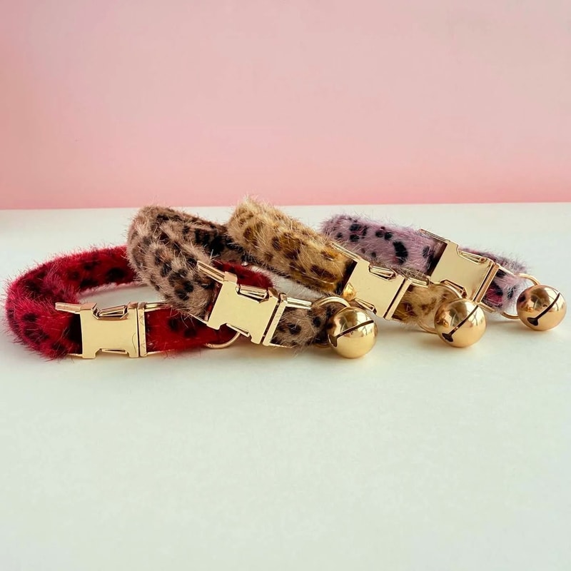 Personalized Leopard Print Cat Collar With Bell For Kittens Puppies And Small Pets 9