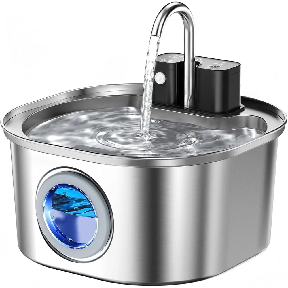 Rechargeable Stainless Steel Cat Water Fountain Wireless Sensor Pet Dispenser For Cats And Dogs 8