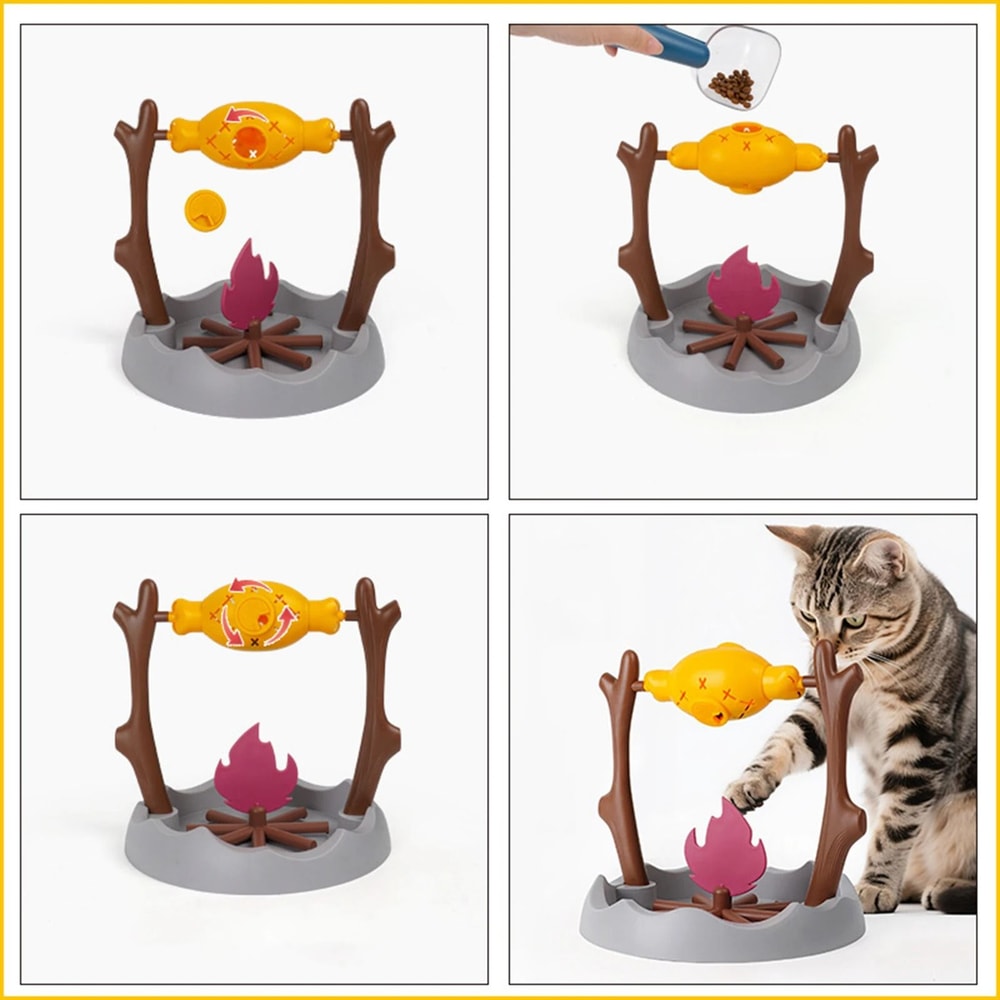 Interactive Cat Slow Feeder Toy Rotating Treat Dispenser For Snacks And Play 5
