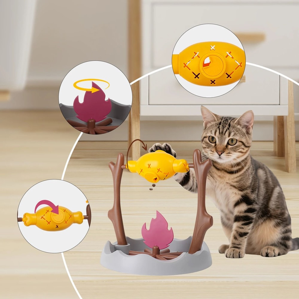 Interactive Cat Slow Feeder Toy Rotating Treat Dispenser For Snacks And Play 6