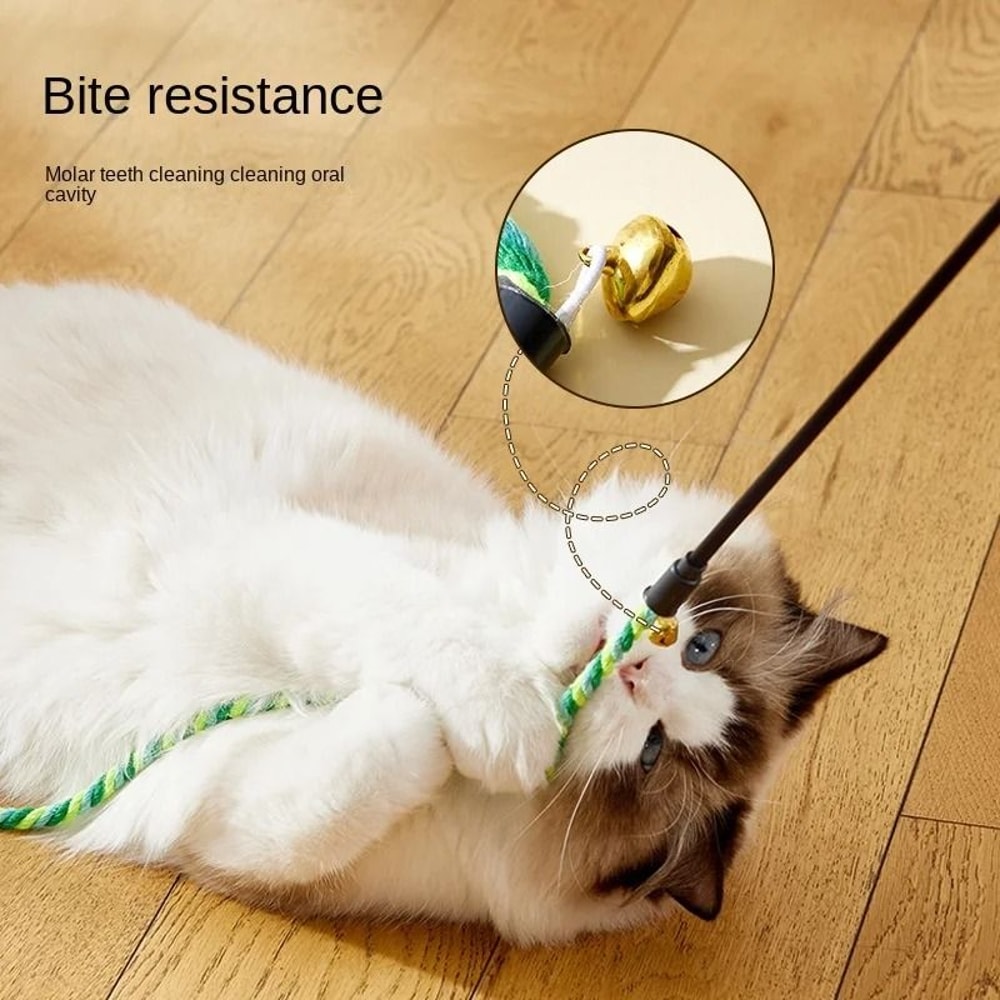 Feather Cat Toy Teaser Wand With Satin Ribbon And Bell For Kitten Play 10