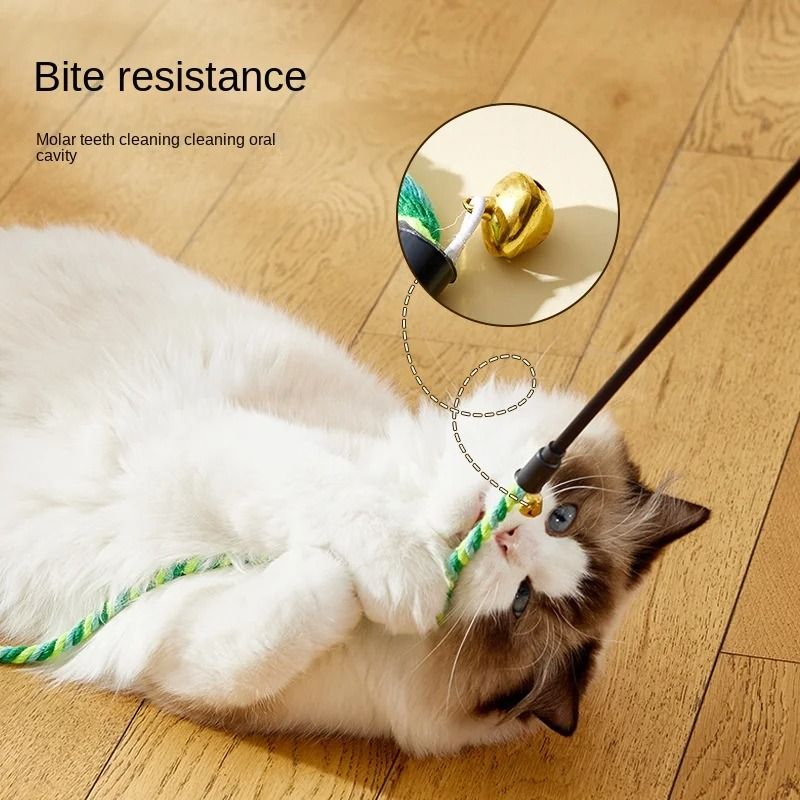 Feather Cat Toy Teaser Wand With Satin Ribbon And Bell For Kitten Play 10