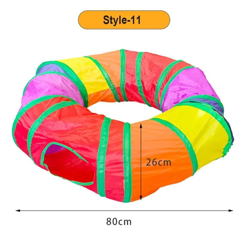 Foldable Cat Tunnel Toy Colorful Breathable Maze Tube For Interactive Indoor Pet Play 11