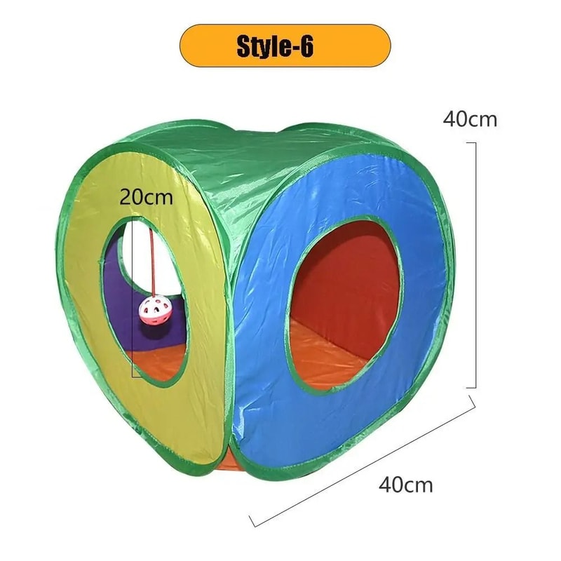 Foldable Cat Tunnel Toy Colorful Breathable Maze Tube For Interactive Indoor Pet Play 6