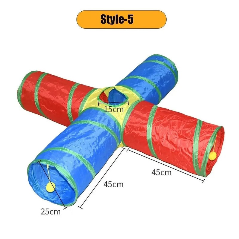 Foldable Cat Tunnel Toy Colorful Breathable Maze Tube For Interactive Indoor Pet Play 5
