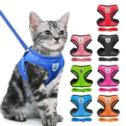 breathable cat harness and leash set adjustable mesh vest for puppies and small dogs