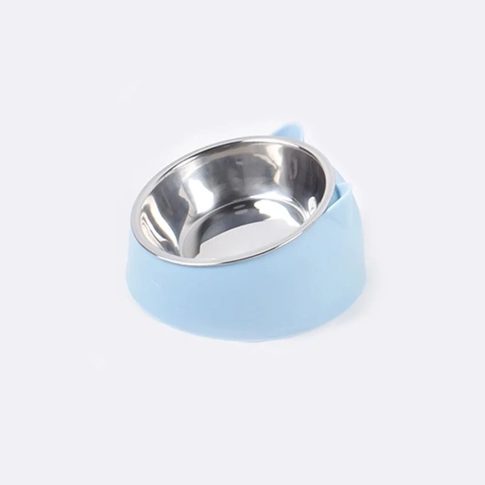 Raised Cat Bowl Tilted Stainless Steel Pet Feeder With Non Slip Base 1