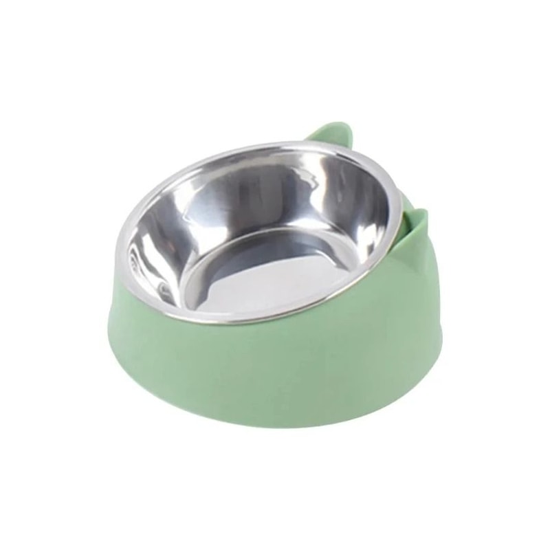 Raised Cat Bowl Tilted Stainless Steel Pet Feeder With Non Slip Base 7