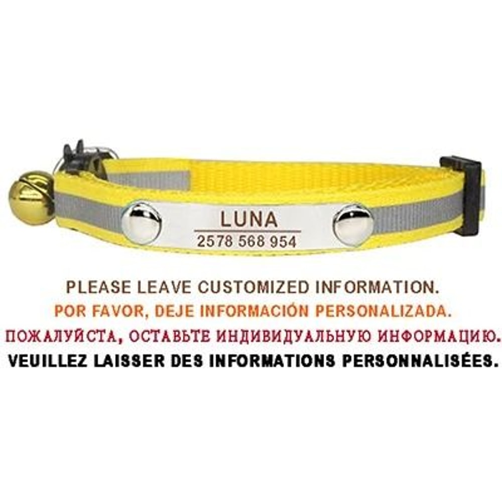 Personalized Reflective Cat Collar Engraved Adjustable Safety Buckle With Bell For Kittens 2