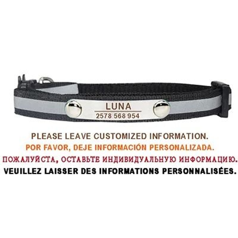 Personalized Reflective Cat Collar Engraved Adjustable Safety Buckle With Bell For Kittens 6