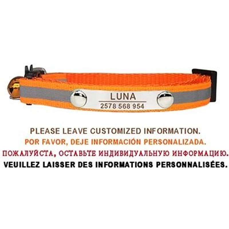 Personalized Reflective Cat Collar Engraved Adjustable Safety Buckle With Bell For Kittens 10