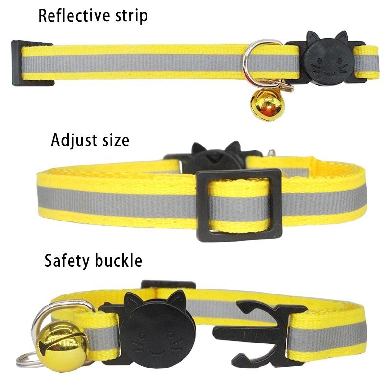 Personalized Reflective Cat Collar Engraved Adjustable Safety Buckle With Bell For Kittens 11