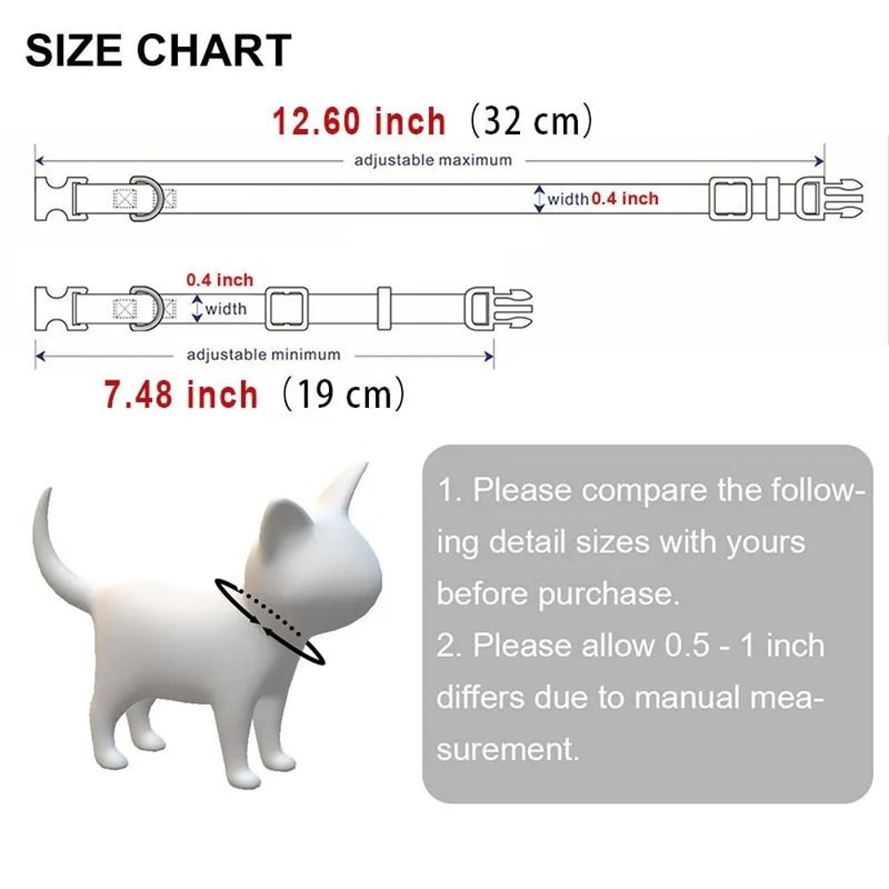Personalized Reflective Cat Collar Engraved Adjustable Safety Buckle With Bell For Kittens 13