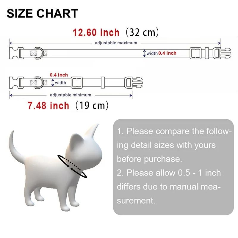 Personalized Reflective Cat Collar Engraved Adjustable Safety Buckle With Bell For Kittens 13