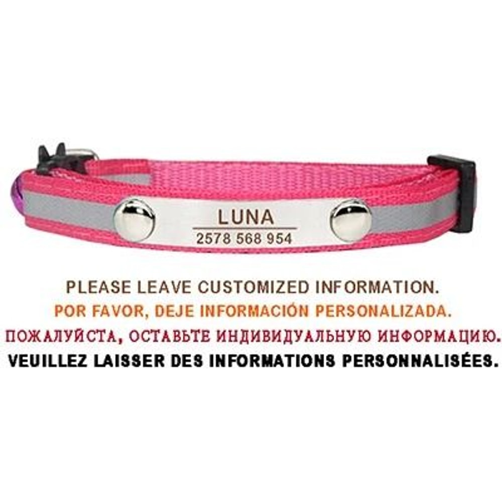Personalized Reflective Cat Collar Engraved Adjustable Safety Buckle With Bell For Kittens 8