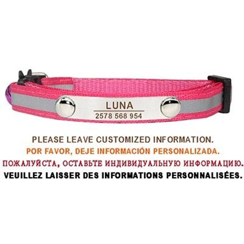 Personalized Reflective Cat Collar Engraved Adjustable Safety Buckle With Bell For Kittens 8