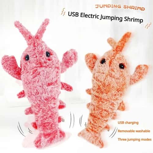 Electric Cat Toy USB Rechargeable Jumping Shrimp Plush Lobster for Cats and Dogs