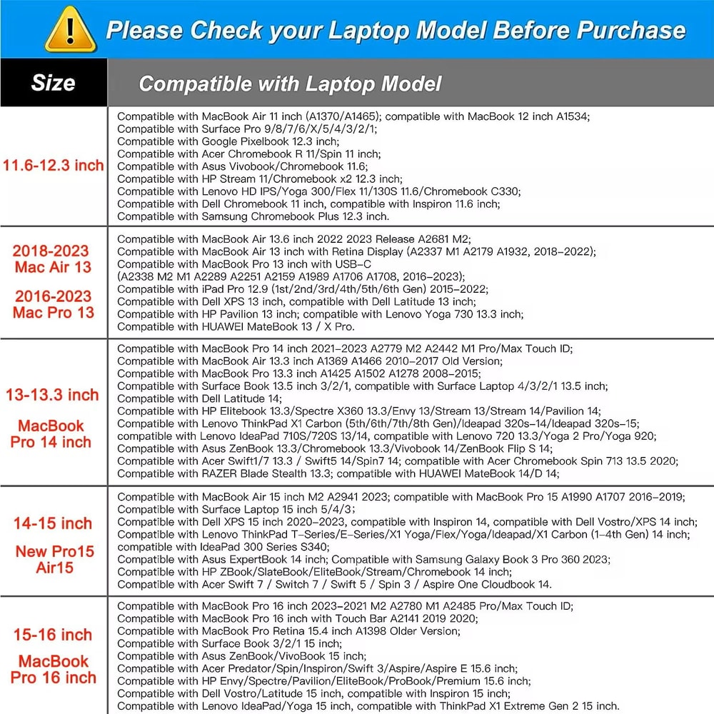 Waterproof Laptop Sleeve with Handle Briefcase for 11–16" Devices (MacBook Air/Pro & More)