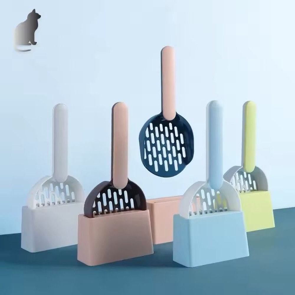 SelfCleaning Cat Litter Scoop With Base And Holder QuickSift Shovel For Cleaner Boxes 0