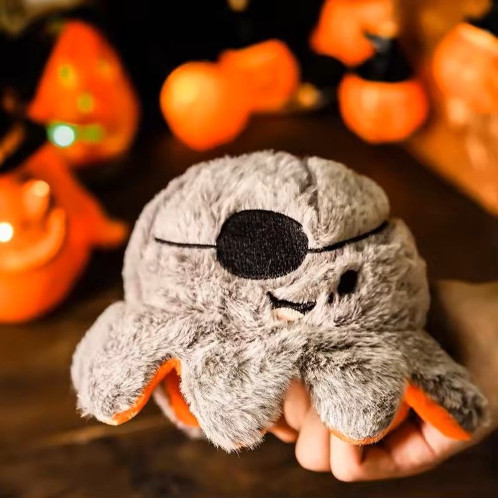 Halloween Dog Toy Reversible Plush Flip Pumpkin Octopus With Squeaker 2