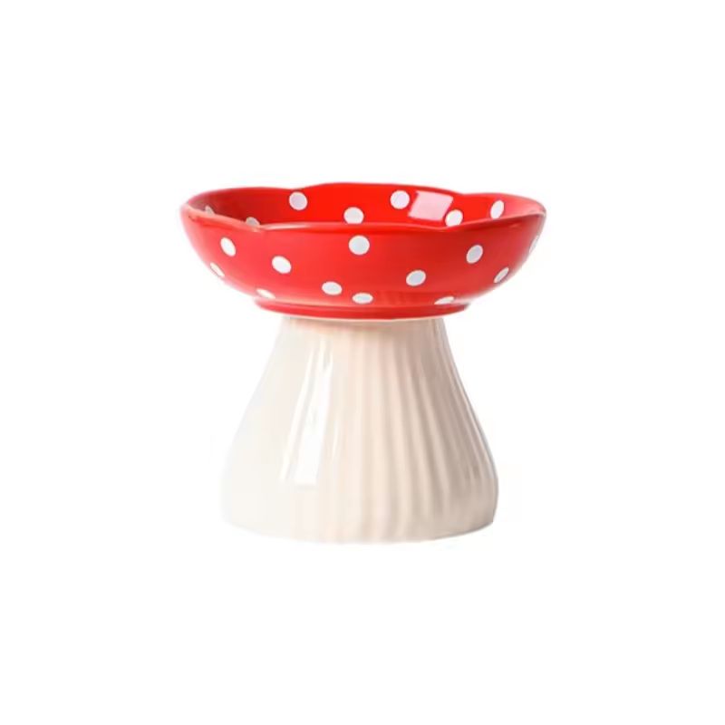 Mushroom Cat Bowl Elevated Resin Feeder For Food Or Water With Neck Protection 4