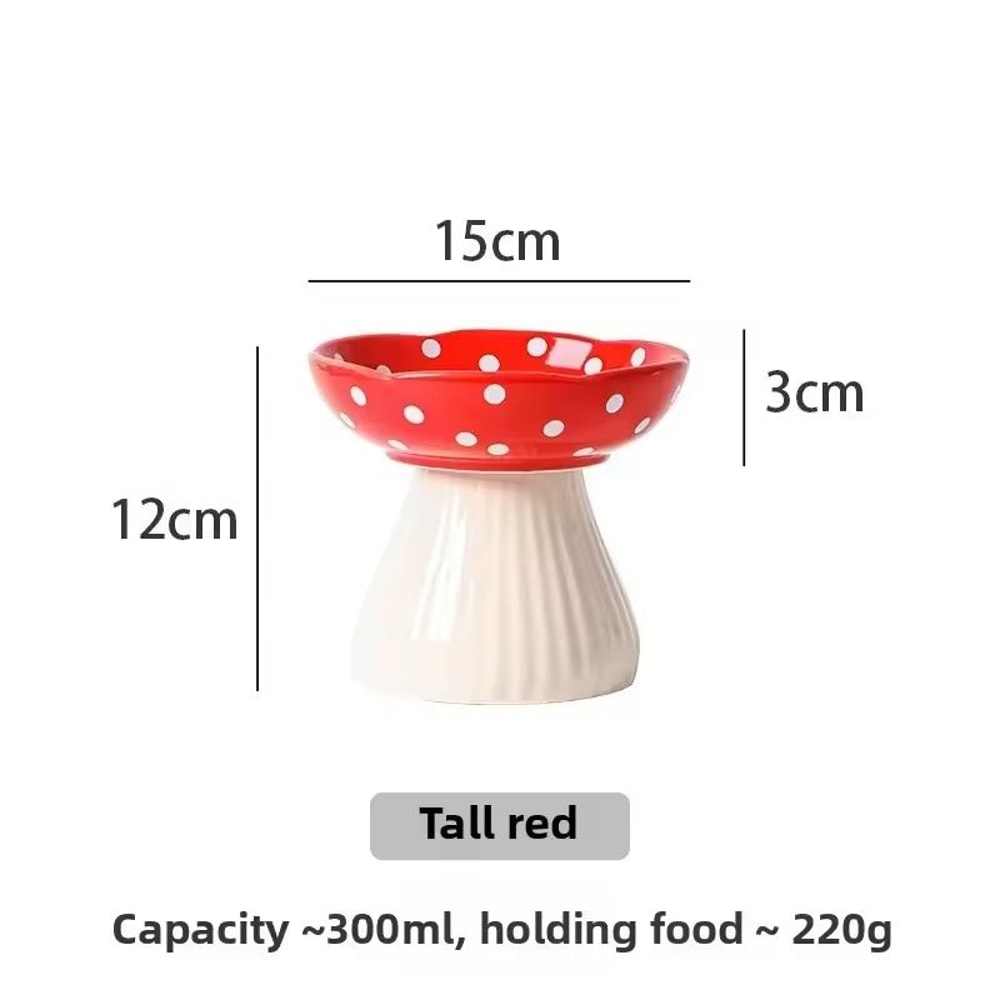 Mushroom Cat Bowl Elevated Resin Feeder For Food Or Water With Neck Protection 3