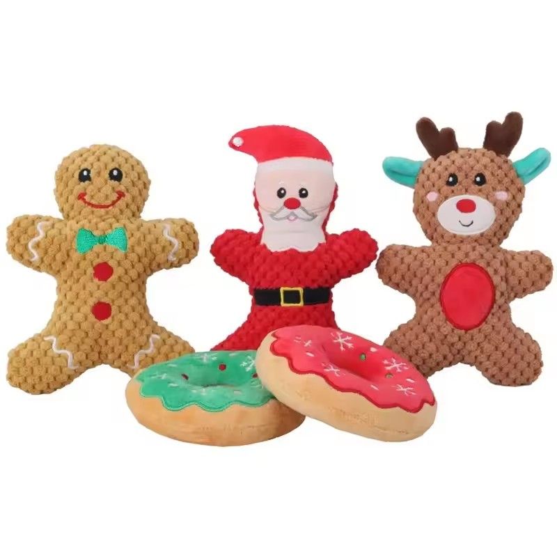Christmas Donut Squeaky Plush Dog Toy For Small Medium Dogs 6