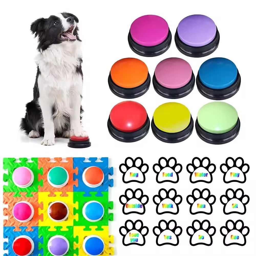 Recordable Dog Buttons Set With Stickers Pet Talking Buttons For Training Routines 4