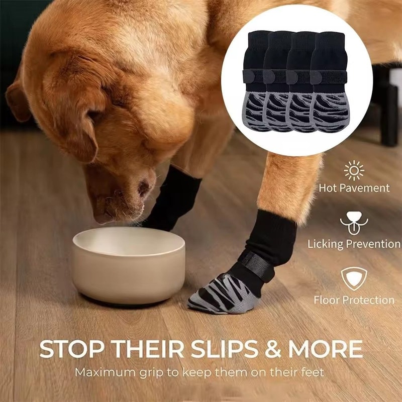Non Slip Dog Socks With Straps For Hardwood Floors And Outdoor Paw Protection 3