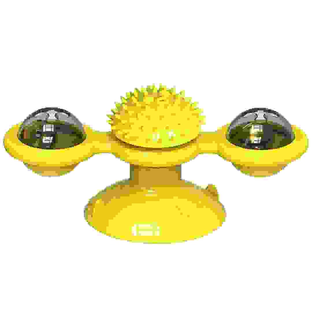 Windmill Interactive Cat Toy With Suction Cup Catnip Ball Toy ToothCleaning Brush 1