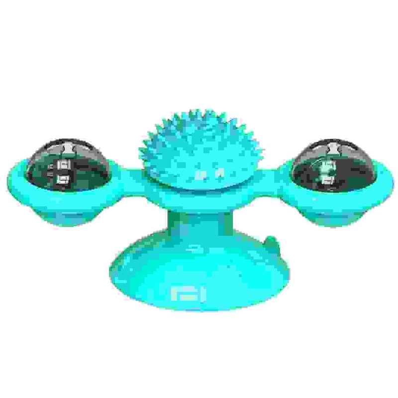 Windmill Interactive Cat Toy With Suction Cup Catnip Ball Toy ToothCleaning Brush 6
