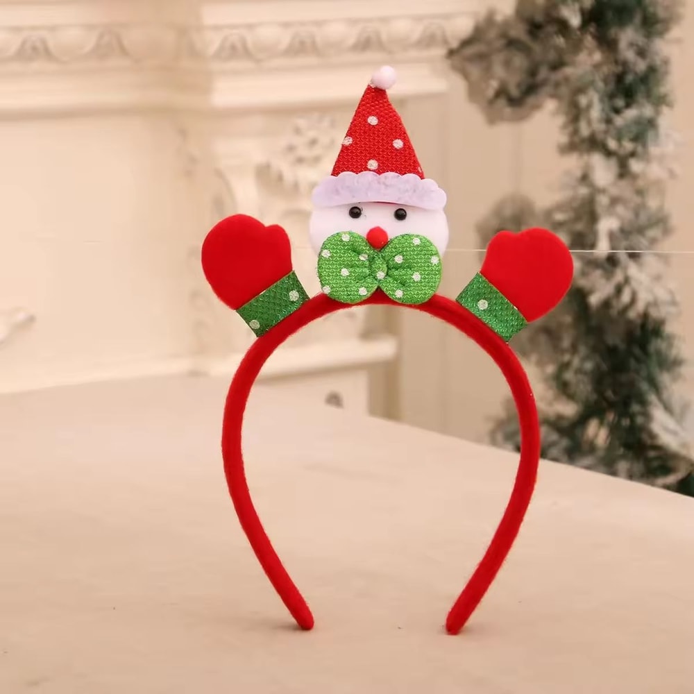 Pet Christmas Headband With Bouncy Reindeer Antlers Or Snowman Adjustable Holiday Hair Band 9