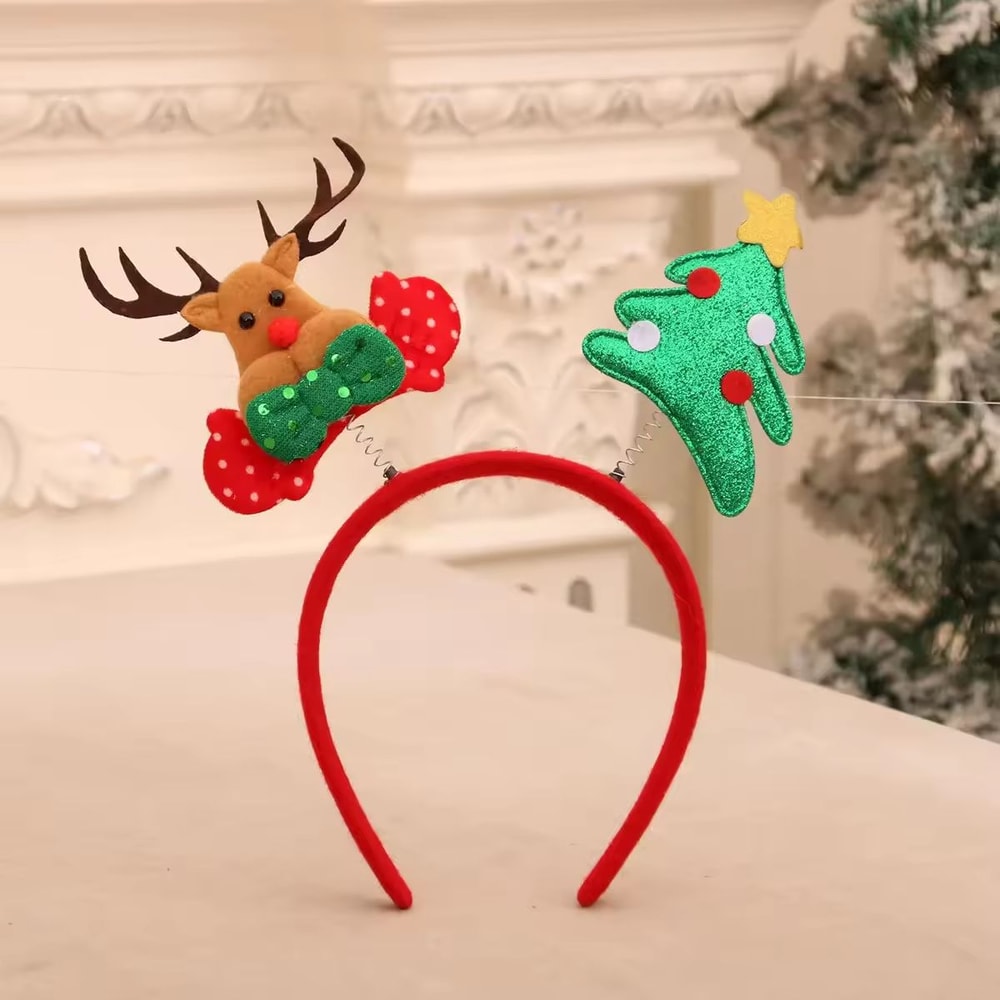 Pet Christmas Headband With Bouncy Reindeer Antlers Or Snowman Adjustable Holiday Hair Band 11